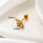 Gold color / 1 Piece Simple Series Flower Copper  Gold Color Material Zircon Women's Stud Earrings Picture2